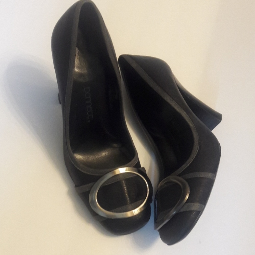 Black Heels with Silver Accent by Donna Karan